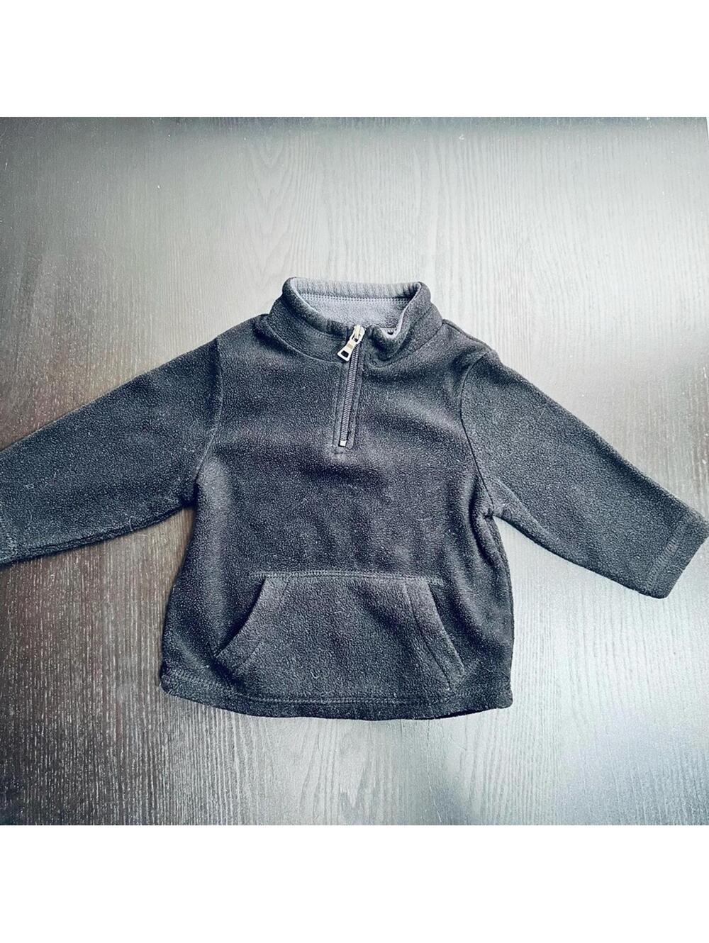 Place Black Cozy Fleece Quarter-Zip Sweatshirt